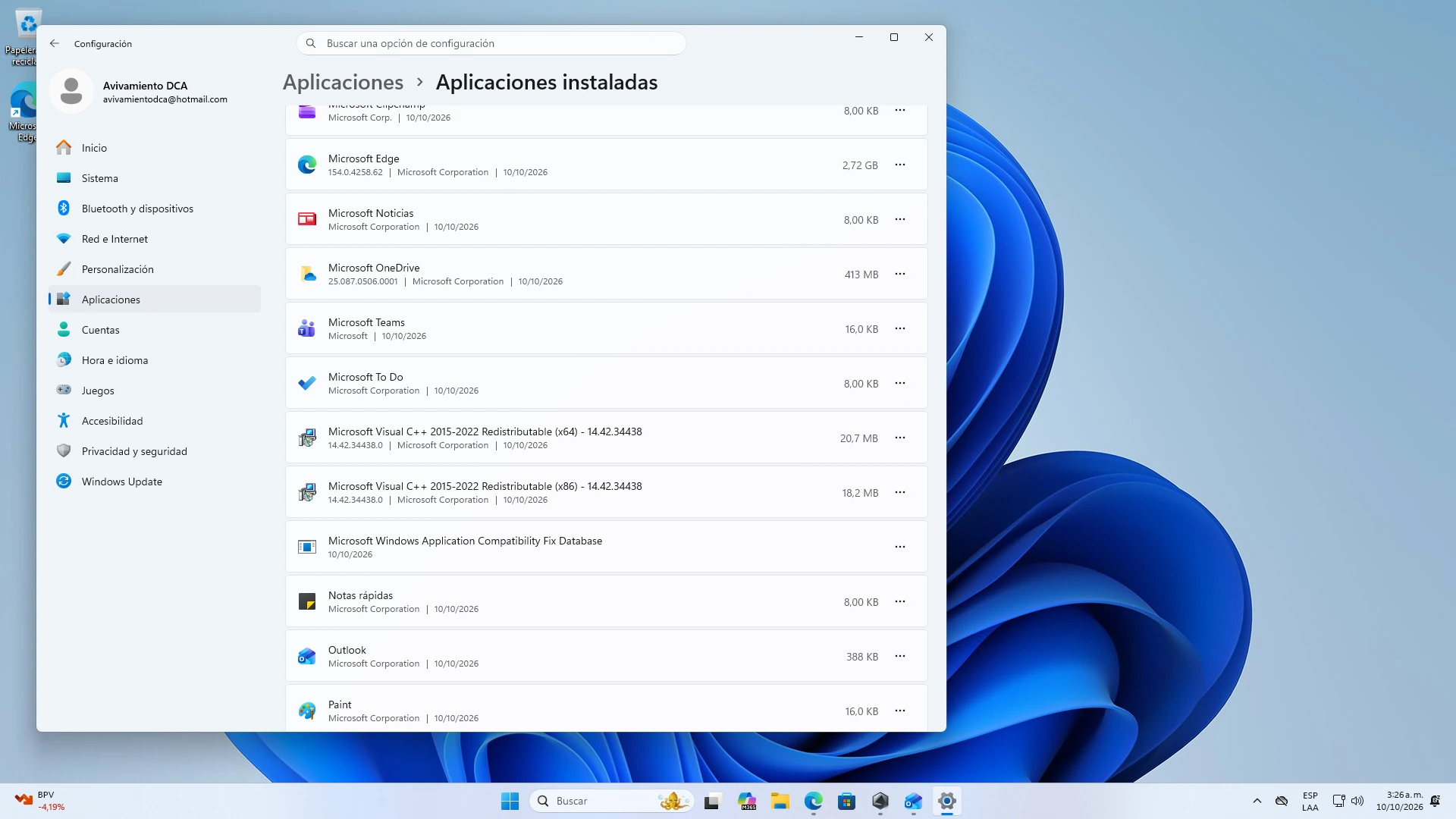 Desinstalación de versiones anteriores de Microsoft Office en Configuración de Windows 11